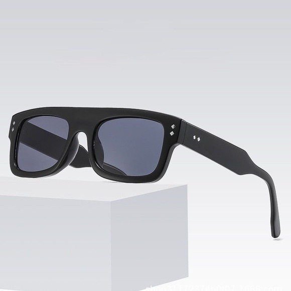 Mens Square Sunglasses‎ Flat Top Black Accents Fashion Shades Casual Modern Male - Picture 7 of 14